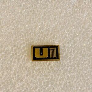 Vintage UI Column Gold Tone Enamel Lapel Pin